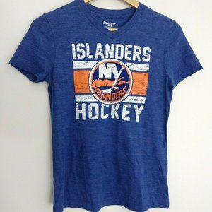 New York Islanders Hockey V-neck Blue T-shirt Size 14 Kids Youth Large